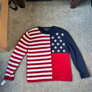 Flag-Inspired Women's Sweater - Red, White, and Blue